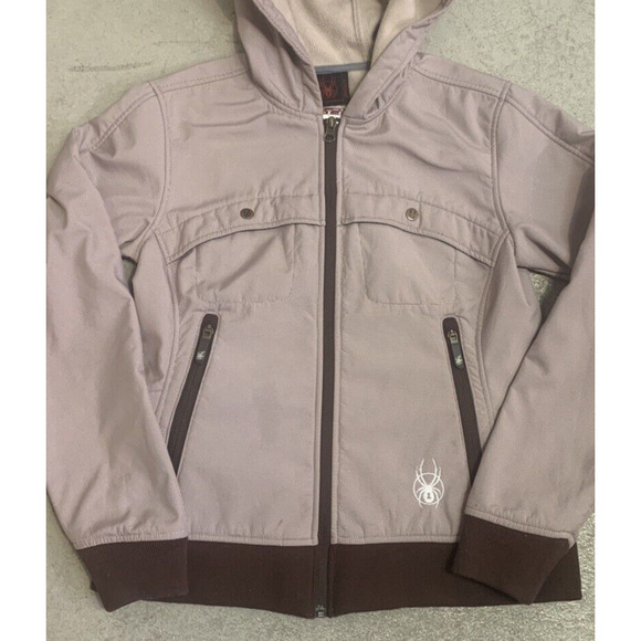 Spyder Jacket Womens 8 Red Houndstooth Fleece Lined Lightweight Nylon Coat - Picture 9 of 16